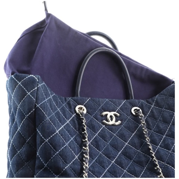 Chanel Denim Quilted Large Coco Handle Shopping Tote Blue - Picture 14 of 14